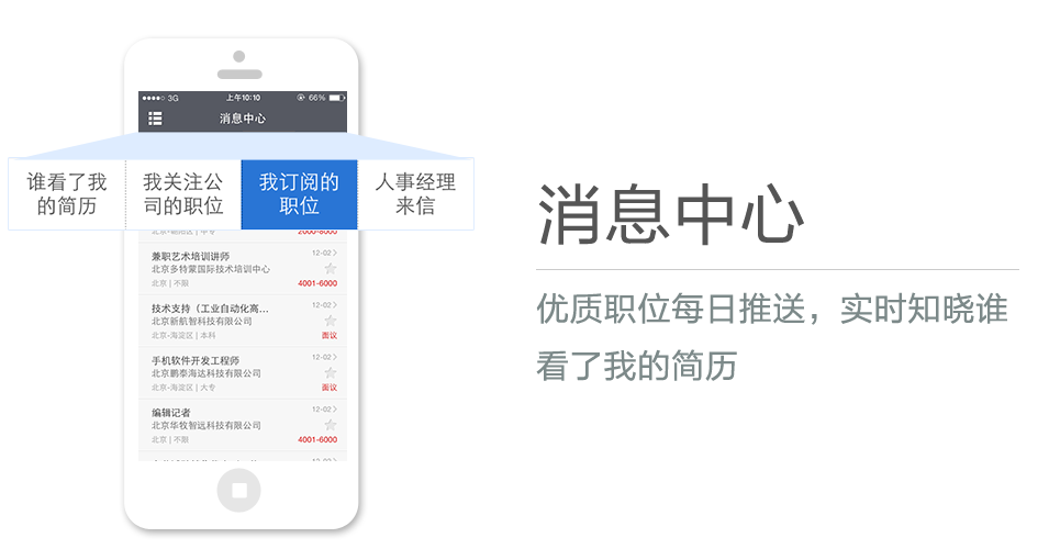 優(yōu)質(zhì)職位每日推送，實時知曉誰看了我的簡歷